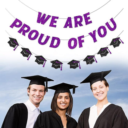 We Are So Proud of You Banner Pre-strung Purple Graduation Decorations Class of - Image 4