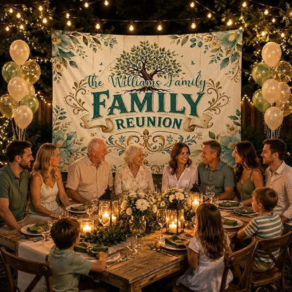 Custom Family Reunion Banner Rustic Floral Design Custom - Image 4