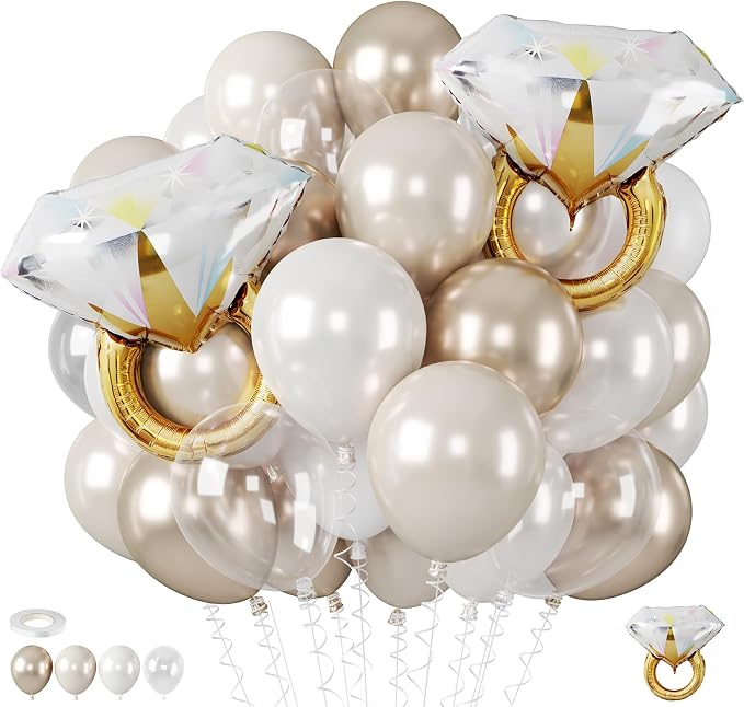 Pearl White and Gold Balloons by BIAPIAN