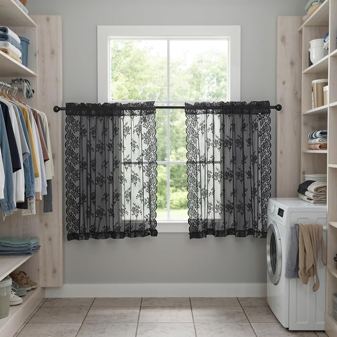 Kotile Short Black Lace Curtains - Image 4