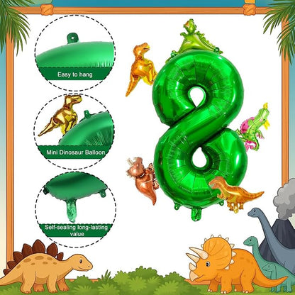 LilyZheng Large Dinosaur Balloon Number 8, 40 Inch Dark Green Foil Balloon - Image 3