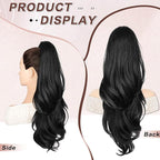 Ponytail Extension, 26 Inch Drawstring Ponytail Extension for Women Long Black Wavy Layered Pony Tails Hair Extensions Synthetic Clip in Ponytail Hairpiece for Women
