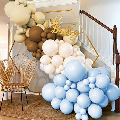 Dusty Blue Brown and White Balloon Arch Kit - Image 3