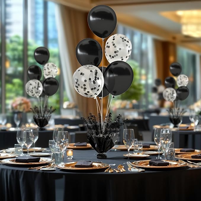 4 Set Black Table Balloons Foil Spray Centerpiece - Image 4
