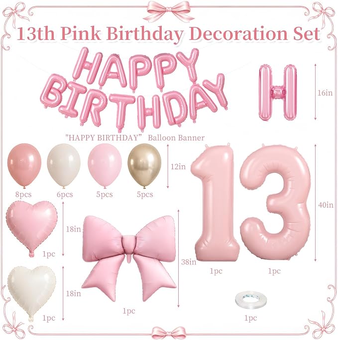 Dusty Pink Number 13 Balloon, 13th Birthday Decorations - Image 2