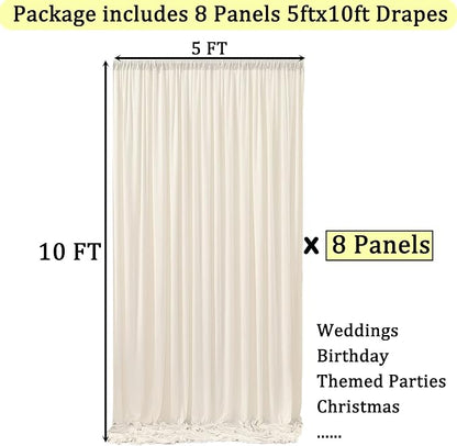 40ft x 10ft Wrinkle Free Ivory Backdrop Curtains - Image 6