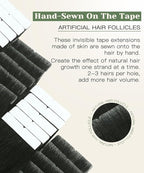 SURNEL Invisi Tape in Hair Extensions Huaman 16 Inch Natural Black Injected Seamless Tape in Hair Extensions 20 Pcs 35g(#1B,16)