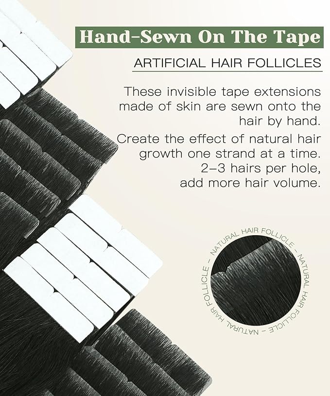 SURNEL Injected Tape in Hair Extensions 14 Inch Natural Black Upgraded Seamless Remy Invisible Tape in Extensions Human Hair 20 Pcs 30g(#1B,14)
