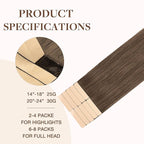 GOO GOO Tape in Hair Extensions Human Hair, 5 Light Ash Brown, 24inch 30g 10pcs, Skin Weft Seamless Invisible, Silky Straight with Thick Ends, Remy Human Hair