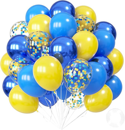 60pcs Blue and Yellow Balloons 12inch by Unknown