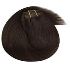 Ve Sunny Real Hair Extensions Clip in Human Hair Dark Brown Remy Hair Extensions for Women Human Hair Clip in Extensions Brazilian Hair Straight 20inch 120g 7pcs
