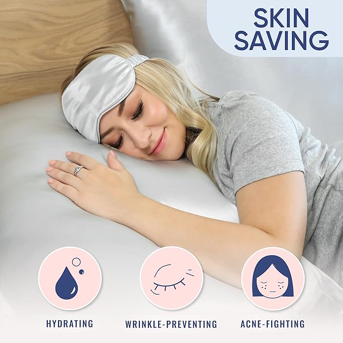 Blissy Silk Pillowcase - 100% Pure Mulberry Silk - 22 Momme 6A High-Grade Fibers - Silk Pillow Cover for Hair & Skin - Regular, Queen & King (Silver, King)