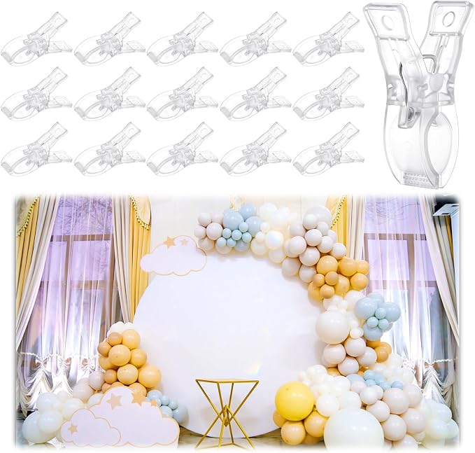 LemonRoad 16 Pcs 2.6" Clips for Balloon Arch Clear Heavy Duty 1.2" Opening by Unknown