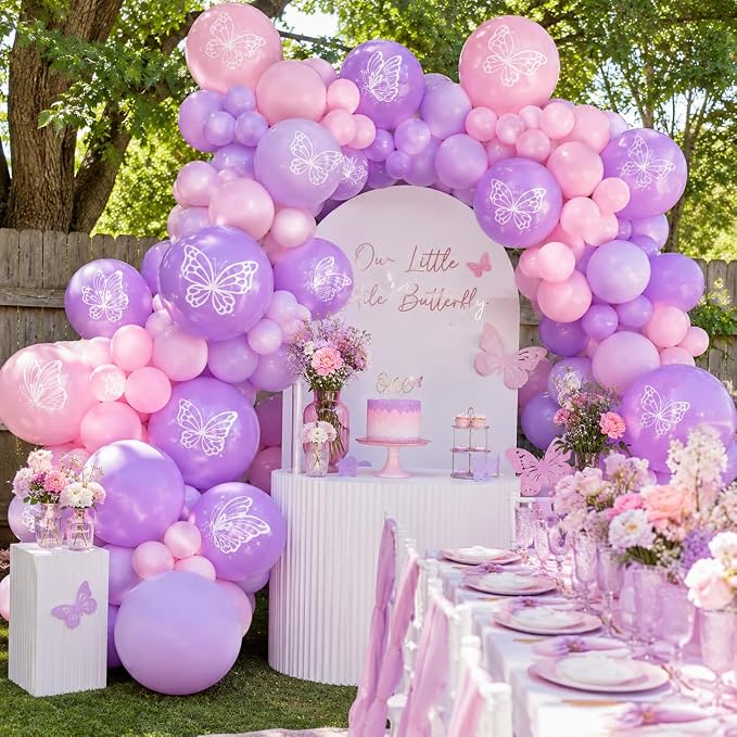 Butterfly Balloons, Maca Pink Maca Purple Birthday Balloons - Image 6