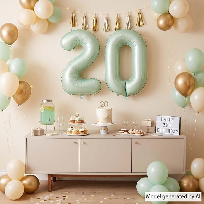Olive Green Number 0 Balloon 40 Inch, Backdrop - Image 3