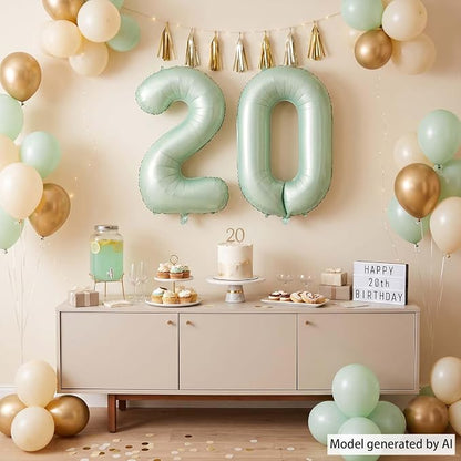 Olive Green Number 0 Balloon 40 Inch, Backdrop - Image 3