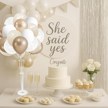 Champagne Gold and Ivory White Balloons Engagement Party Decorations- 34Pcs - Image 4