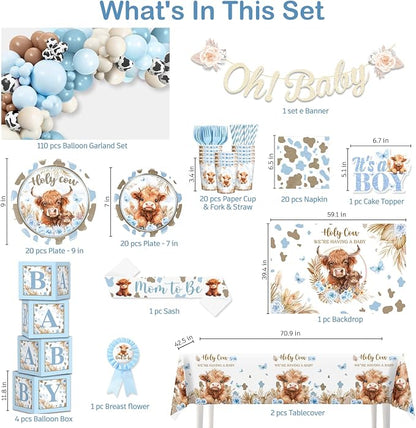 Cocomigo 241pcs Highland Cow Baby Shower Decorations, Serves 20 | One-stop easy - Image 3