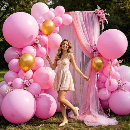 5Pcs Pink Balloons 36 Inch, Round Large Latex Party Balloons - Image 6