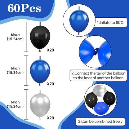 Black Blue Silver Link Balloons - Image 2