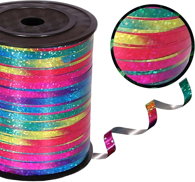 500 Yard Rainbow Crimped Curling Ribbon-Colorful Balloon Ribbons - Image 2