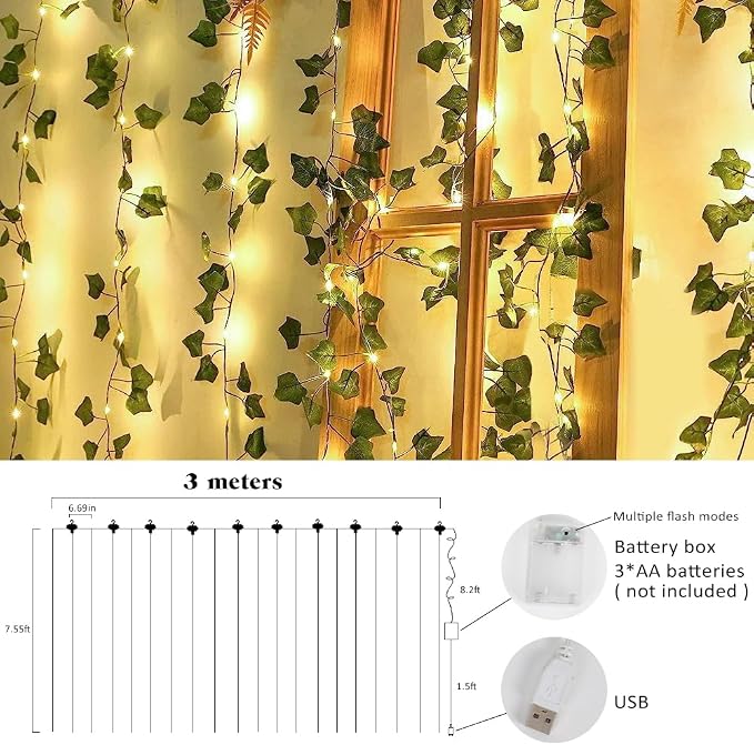 RECUTMS Fake Wall Curtain Ivy Vines - Image 3