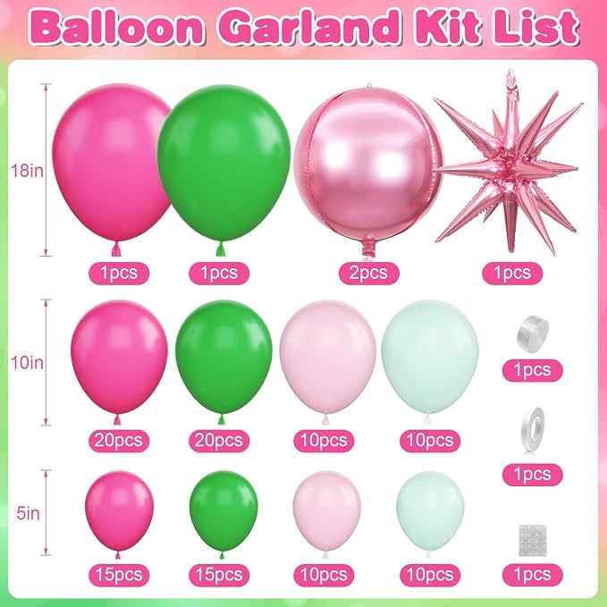 Pink Green Balloon Arch Garland Kit - Image 2