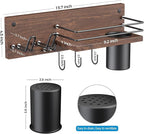 Wooden Hair Dryer Holder Wall Mounted, Bathroom Hair Tool Organizer, Blow Dryer Holder Shelf, Curling Iron and Hair Styling Tools Organizer