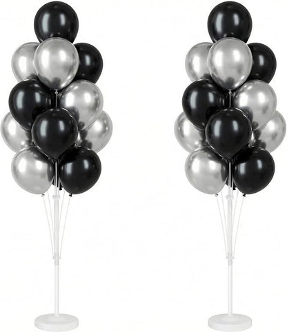 Black Silver Balloon Stand Kit for Floor or Table, Party Decor by IMISNO