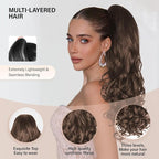 24 Inch Ponytail Extension, Clip on Ponytails for Women, Long Curly Wavy Ponytail Extensions for Women, Synthetic Layered Pony Tails Hair Extensions (Color: Dark Chocolate Brown)