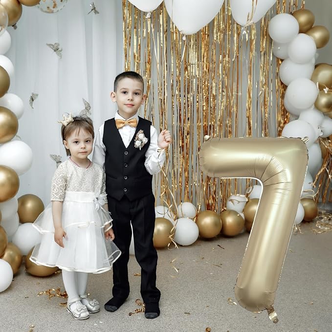 40 Inch Balloon Number 7 Metallic Gold, Large Mylar Foil Light Gold Number - Image 4