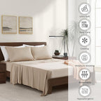 Luxury Bamboo Market | Queen Envelope Pillowcase Set | 100% Viscose Made from Bamboo | Organically Grown | Ultra Soft | Cooling | 2pcs [Dune]