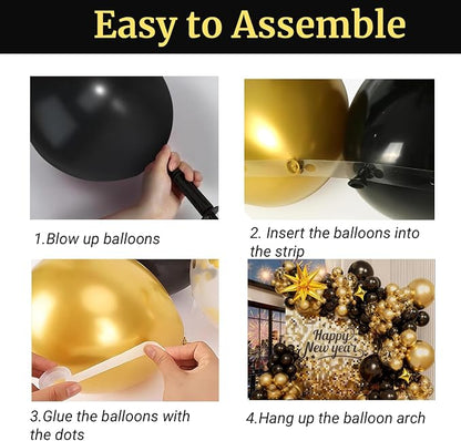 128 PCS Black and Gold Balloon Arch Kit, Anniversary, New Year, Birthday - Image 8