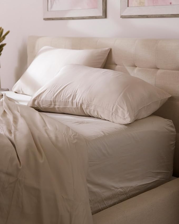Cozy Earth Standard Pillowcases Set of 2 - Made of 100% Viscose from Bamboo, Ultra-Soft & Luxury, Woven from Naturally Breathable & Lightweight Fabric - Oat