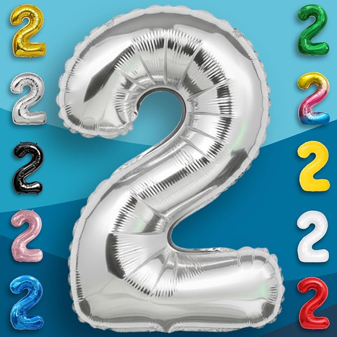 Silver Number Balloon 2 Mylar Foil Balloons 40 inch - Image 3