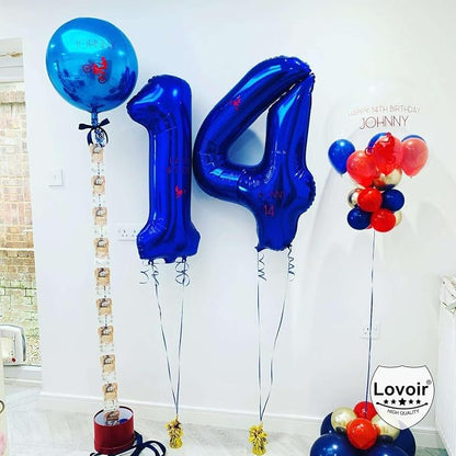 Navy Blue 14 Number Balloons, 40 Inch Giant Number 14 Balloons Foil Mylar - Image 3