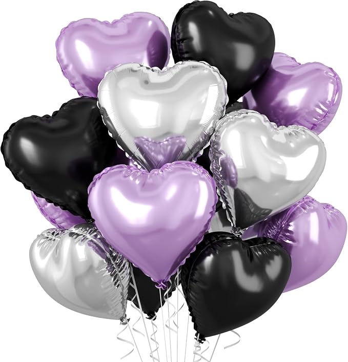 Purple and Black Heart Balloons by BIAPIAN