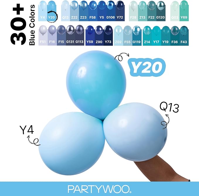 PartyWoo Light Blue Balloons 123pcs Baby Pastel Blue Color 5 Inch | 18 12 10 5 - Image 4