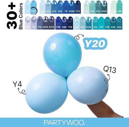 PartyWoo Light Blue Balloons 123pcs Baby Pastel Blue Color 5 Inch | 18 12 10 5 - Image 4