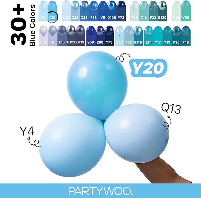 PartyWoo Light Blue Balloons 127pcs Baby Pastel Blue Color 5 Inch | 36 18 12 10 - Image 4