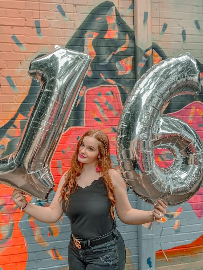 Number Balloons 40 Inch Silver 5 Balloon - Image 2