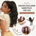 Flufymooz Ponytail Extension, 18 Inch Claw Clip Ponytail Extension, Wavy Curly Claw Clip in Pony Tail Hair Extensions, Pony Tail Synthetic Hairpiece for Women (Honey Blonde with Blonde Highlights)