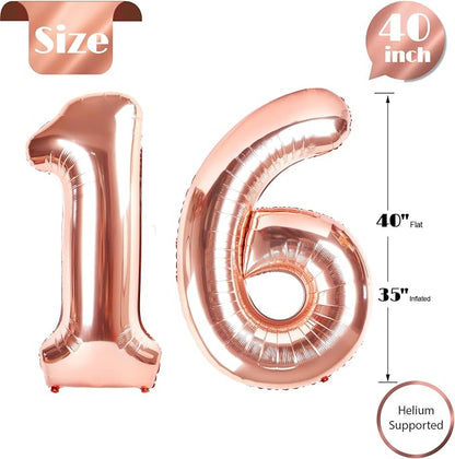 Rose Gold Number 16 Balloon 40 Inch - Image 5