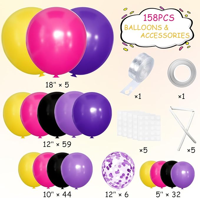 Hot Pink Purple Black Yellow Baloon Arch Kit, Kpop Music Hunter Balloons | 146 - Image 2