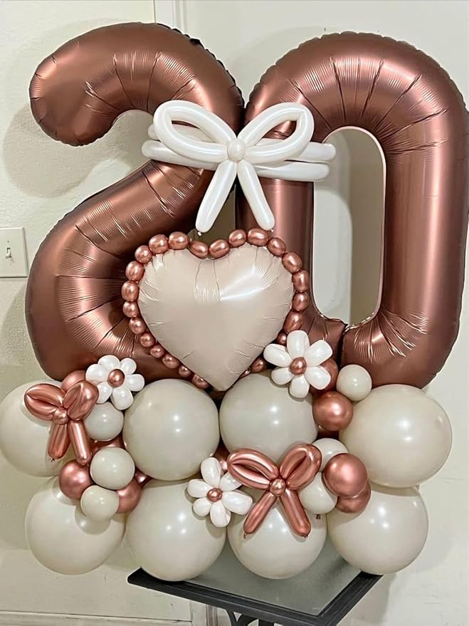 Number 4 Balloons 40 Inch Coffee Brown Balloon - Image 4