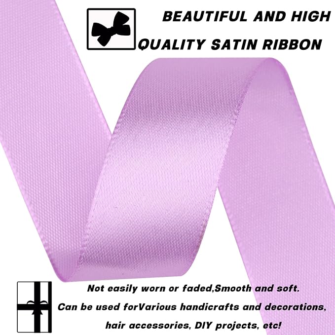 7/8 Inch 30 Yards Lilac Purple Satin Craft Ribbon-Single Face Polyester Ribbon - Image 3
