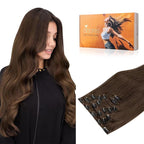 DOORES Clip in Human Hair Extensions Chocolate Brown 120g 22 Inch 7pcs Remy Hair Extensions Clip in Real Hair Extensions Natural Straight Extensions