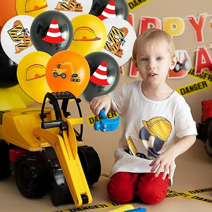 Yellow Black White Construction Theme 3rd Birthday Party Decorations - Image 3