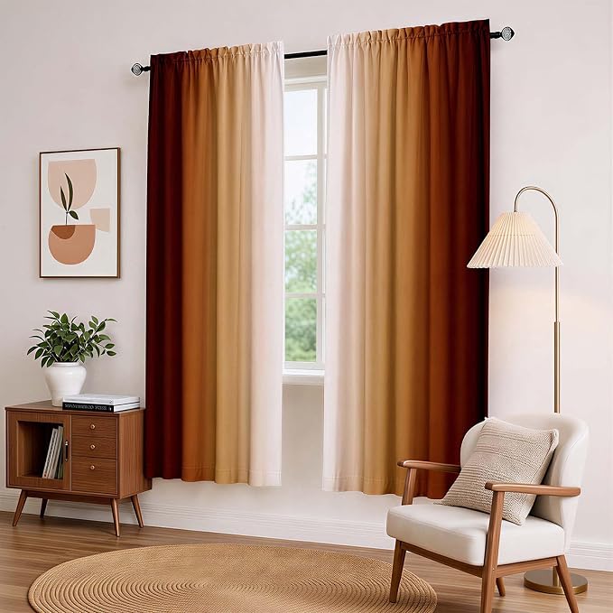 Burnt Orange Curtains 63 Inch Length - Image 2