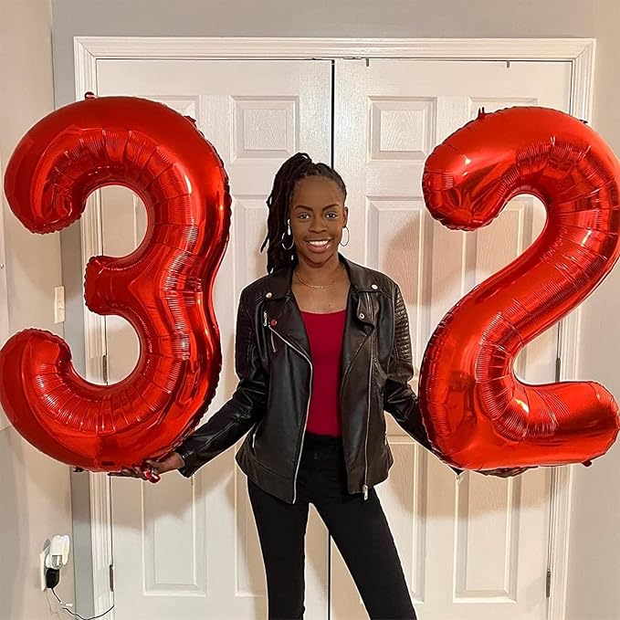 10th Birthday Balloons for Girls Boys, 40 Inch Giant Red Foil Number 10 Balloons - Image 4